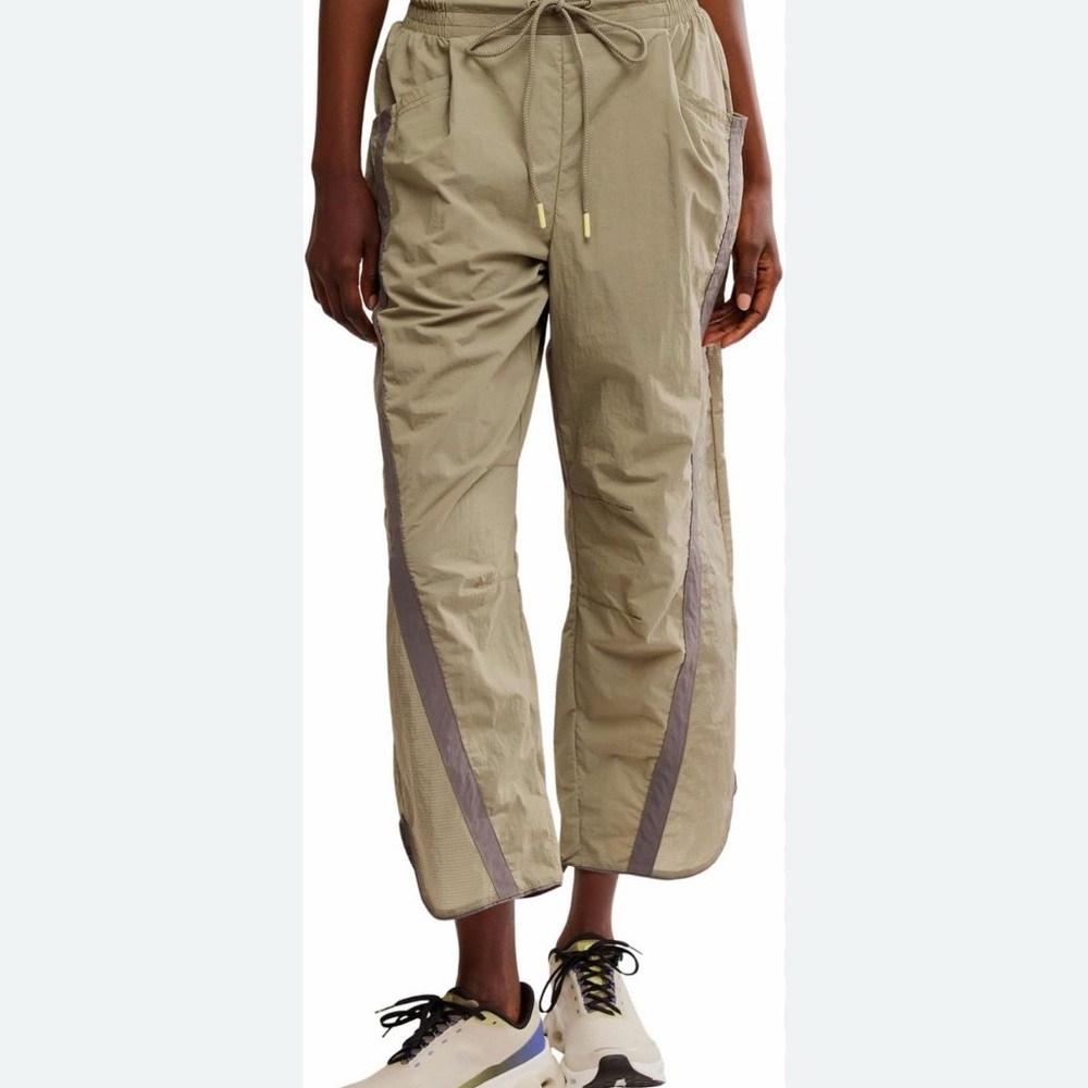 FP Movement by Free People Olive Green Pants with Gray Side Panels